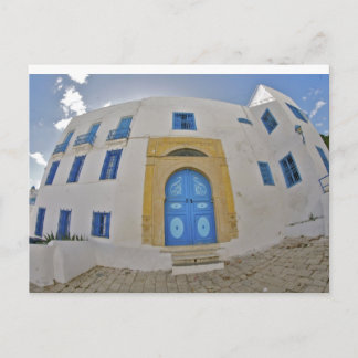 Mediterranean blue door postcard