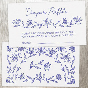 Mediterranean Blue Floral Diaper Raffle Enclosure Card