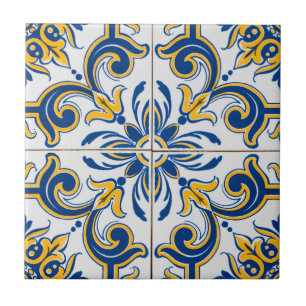 Mediterranean Blue & Gold Ceramic Tile