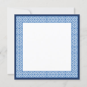 Mediterranean Blue Greek Key Wedding Invitation