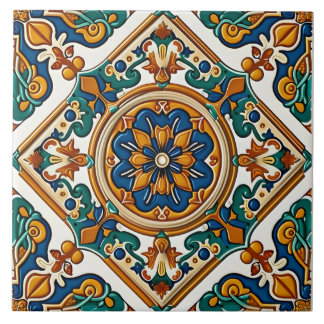 Mediterranean Blue Green Yellow Decorative Ceramic Tile