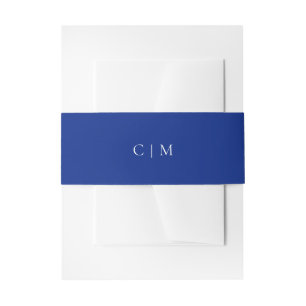 Mediterranean Blue Initials Amalfi Coast Wedding Invitation Belly Band