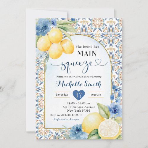 Mediterranean Blue Lemon Main Squeeze Shower Invitation