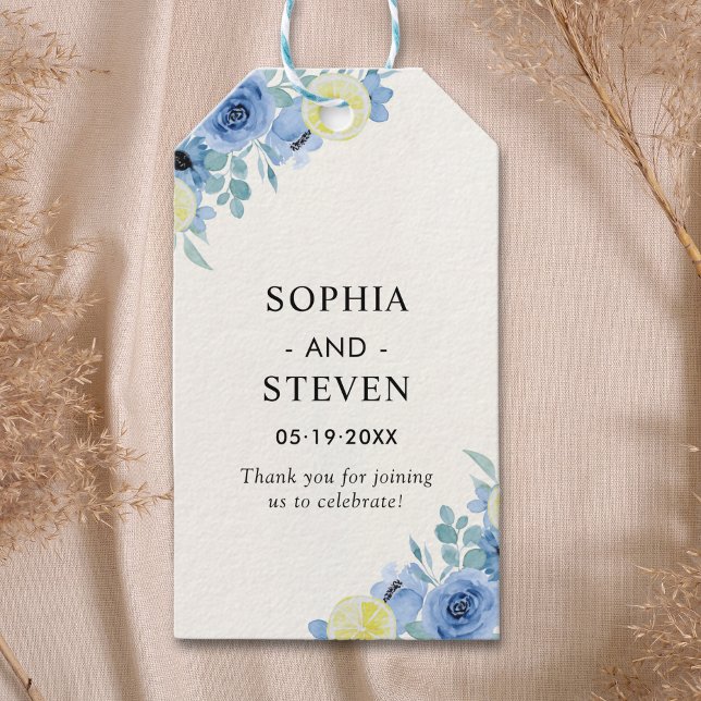 Mediterranean Blue & Lemon Wedding Gift Tags (Creator Uploaded)