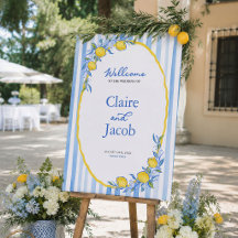 Mediterranean Blue Lemon Wedding Welcome Sign