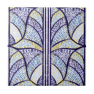 Mediterranean Blue & Lime Green Mosaic Pattern  Ceramic Tile