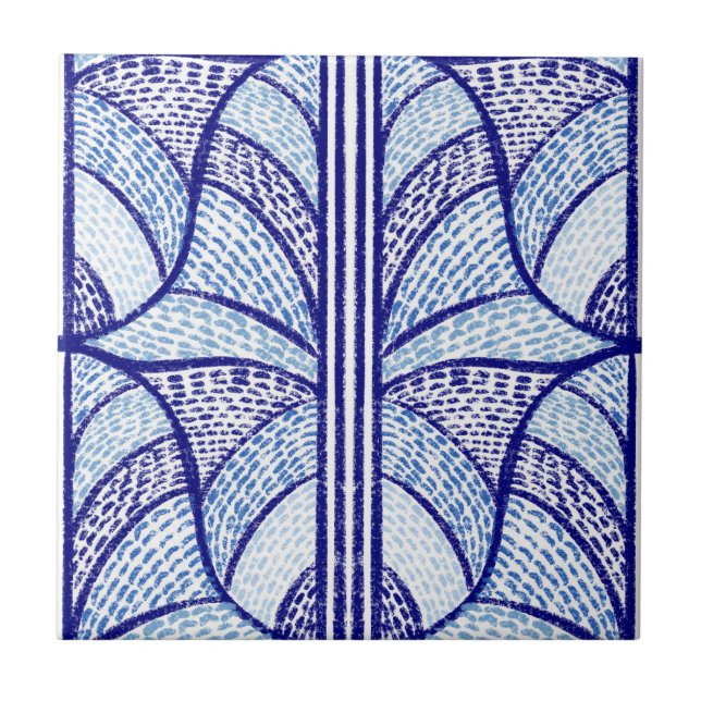 Mediterranean Blue Mosaic Pattern  Ceramic Tile (Front)