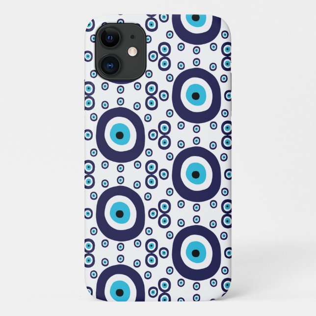 Mediterranean Blue Nazar Evil Eye Circles Pattern Case-Mate iPhone Case (Back)