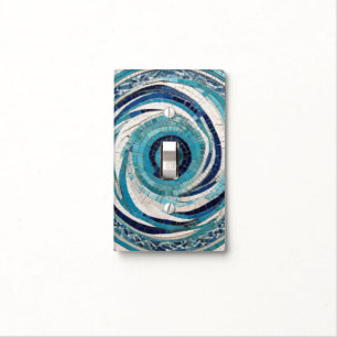 Mediterranean Blue Ocean Eye Faux Mosaic Light Switch Cover