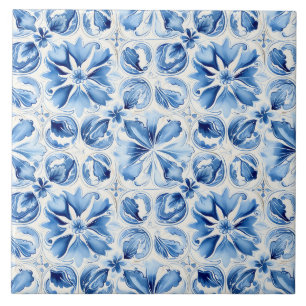 Mediterranean Blue Ornate Ceramic Tile