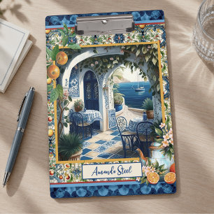 Mediterranean Blue Sicilian Majolica Citrus Clipboard