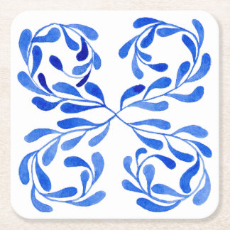 Mediterranean Blue Square Paper Coaster