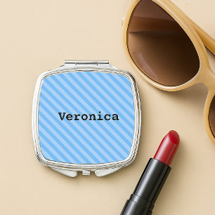 Mediterranean Blue Stripe Bridesmaid Compact Mirror