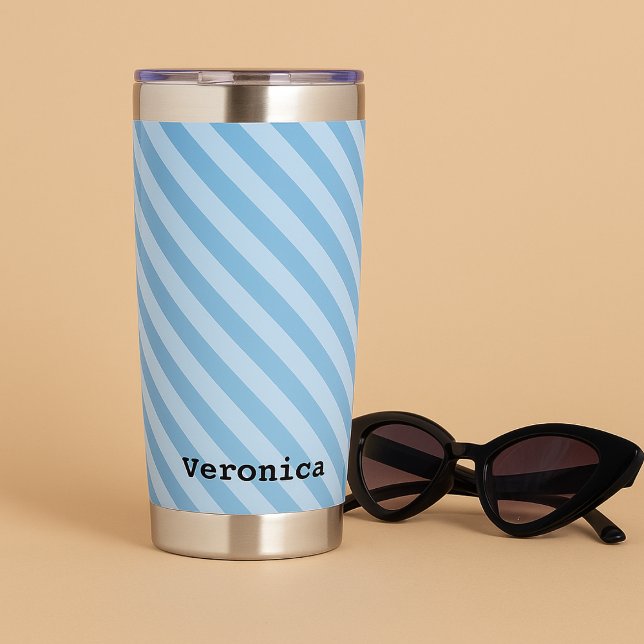 Mediterranean Blue Stripe Bridesmaid Insulated Tumbler (Creator Uploaded)