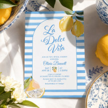 Mediterranean Blue Stripe Lemon Bridal Shower