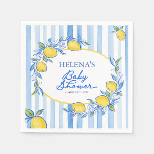 Mediterranean Blue Striped Baby Shower  Napkins