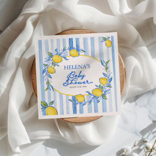 Mediterranean Blue Striped Baby Shower Napkins
