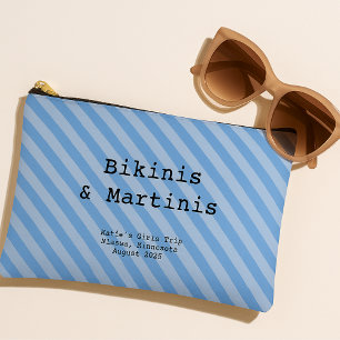 Mediterranean Blue Striped Bridesmaid Bachelorette Accessory Pouch