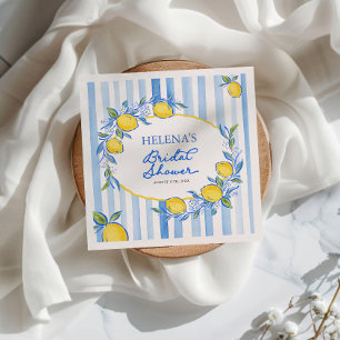Mediterranean Blue Stroped Bridal Shower Napkins