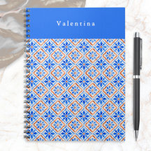 Mediterranean Blue Terracotta Tile Pattern Custom