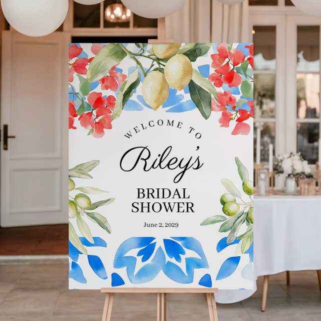 Mediterranean Blue Tile Bridal Shower Welcome Sign (Creator Uploaded)