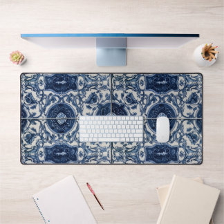 Mediterranean Blue Tile Desk Mat Azulejo Home