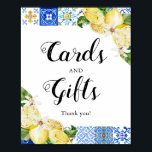 Mediterranean Blue Tile Lemons Card and Gift Sign<br><div class="desc">Mediterranean Blue Tile Lemons Card and Gift Sign</div>