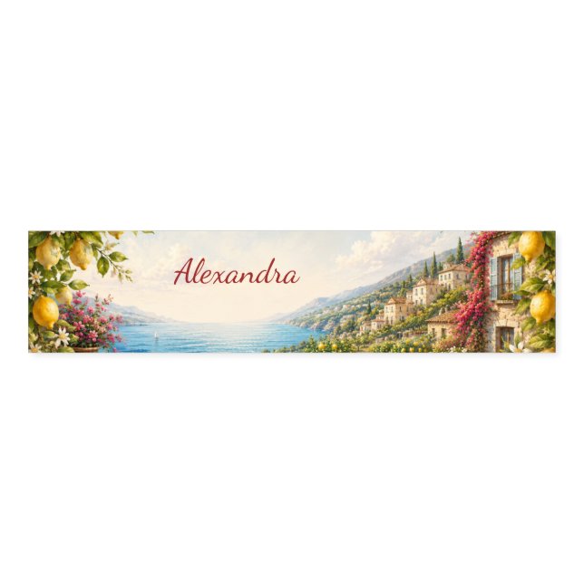 Mediterranean Blue Tile Pattern | Italian Ceramic  Napkin Bands (Unfolded)