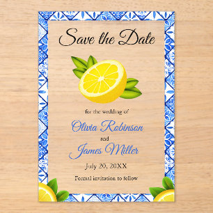 Mediterranean Blue Tile Wedding Save the Date