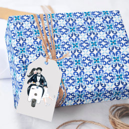 Mediterranean Blue Tile Wrapping Paper