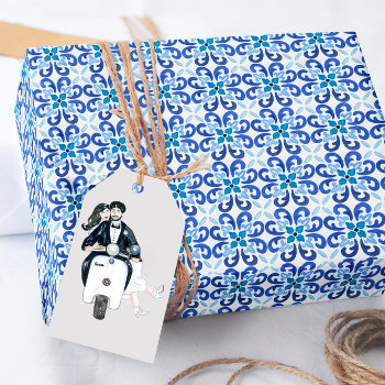 Mediterranean Blue Tile Wrapping Paper by SugSpc_Invitations at Zazzle