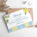 Mediterranean Blue Tiles and Lemons Bridal Shower Thank You Card