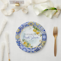 Mediterranean Blue Tiles Lemons Bridal Shower