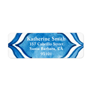 Mediterranean Blue Watercolor Return Address Label