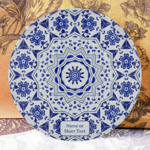 Mediterranean Blue / White 12-pointed Star Tile Cutting Board