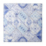 Mediterranean Blue White Floral Vintage Kitchen Ceramic Tile