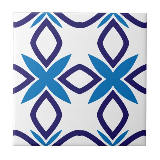 Mediterranean Blue & White Geometric Pattern Ceramic Tile | Zazzle