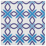 Mediterranean Blue &amp; White Geometric Pattern Fabric