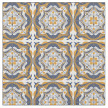 Mediterranean Blue White Lemon Fabric