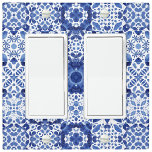 Mediterranean Blue White Tile Pattern Watercolor Light Switch Cover<br><div class="desc">Pretty indigo navy blue and white Mediterranean tile pattern in watercolor.  Original art by Nic Squirrell.</div>