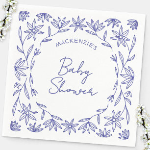 Mediterranean Blue Wildflower BabyShower Napkins