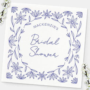 Mediterranean Blue Wildflower Bridal Shower Napkins