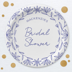 Mediterranean Blue Wildflower Bridal Shower Paper Plates