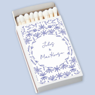 Mediterranean Blue Wildflower Wedding Matchboxes
