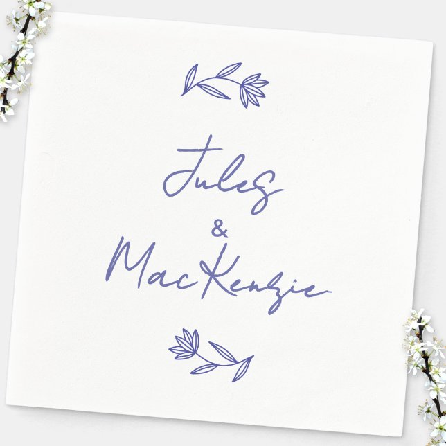 Mediterranean Blue Wildflower Wedding Napkins (Mediterranean blue and white wildflower wedding couple napkins)