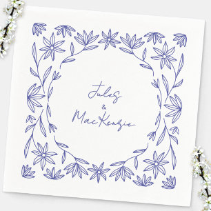 Mediterranean Blue Wildflower Wedding Napkins