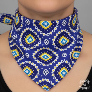 Mediterranean Blue Yellow Azulejos Tile Mosaic Bandana