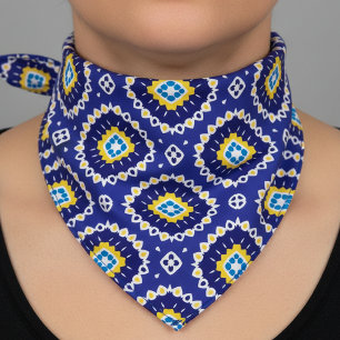 Mediterranean Blue Yellow Azulejos Tile Mosaic Bandana