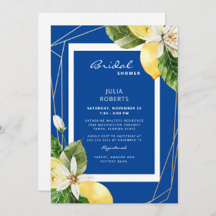 Mediterranean Blue & Yellow Bridal Shower  Invitation