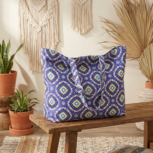 Mediterranean Blue Yellow Portuguese Azulejos Fabric (Creator Uploaded)